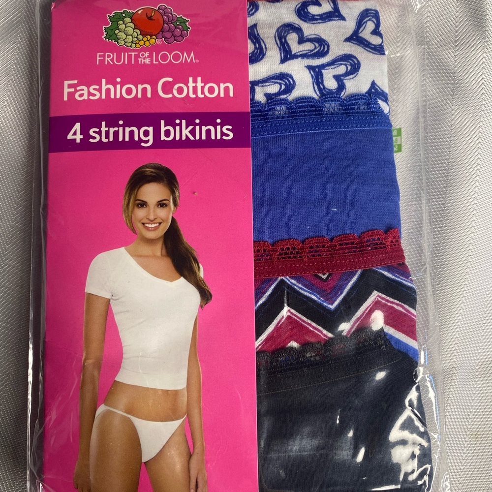 Fruit of the Loom Cotton Bikinis - Blue, Red, Black